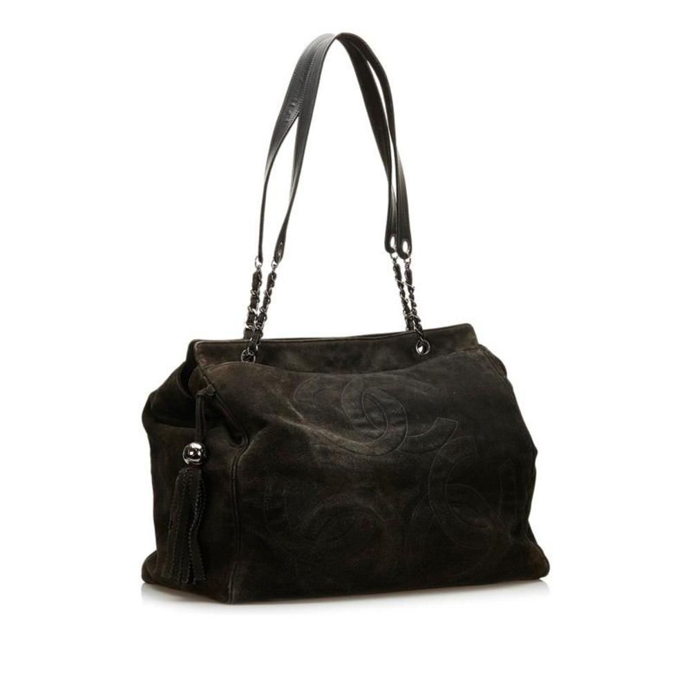 Chanel Triple Coco Mark Fringe Shoulder Bag Tote Bag Black - Picture 2 of 7